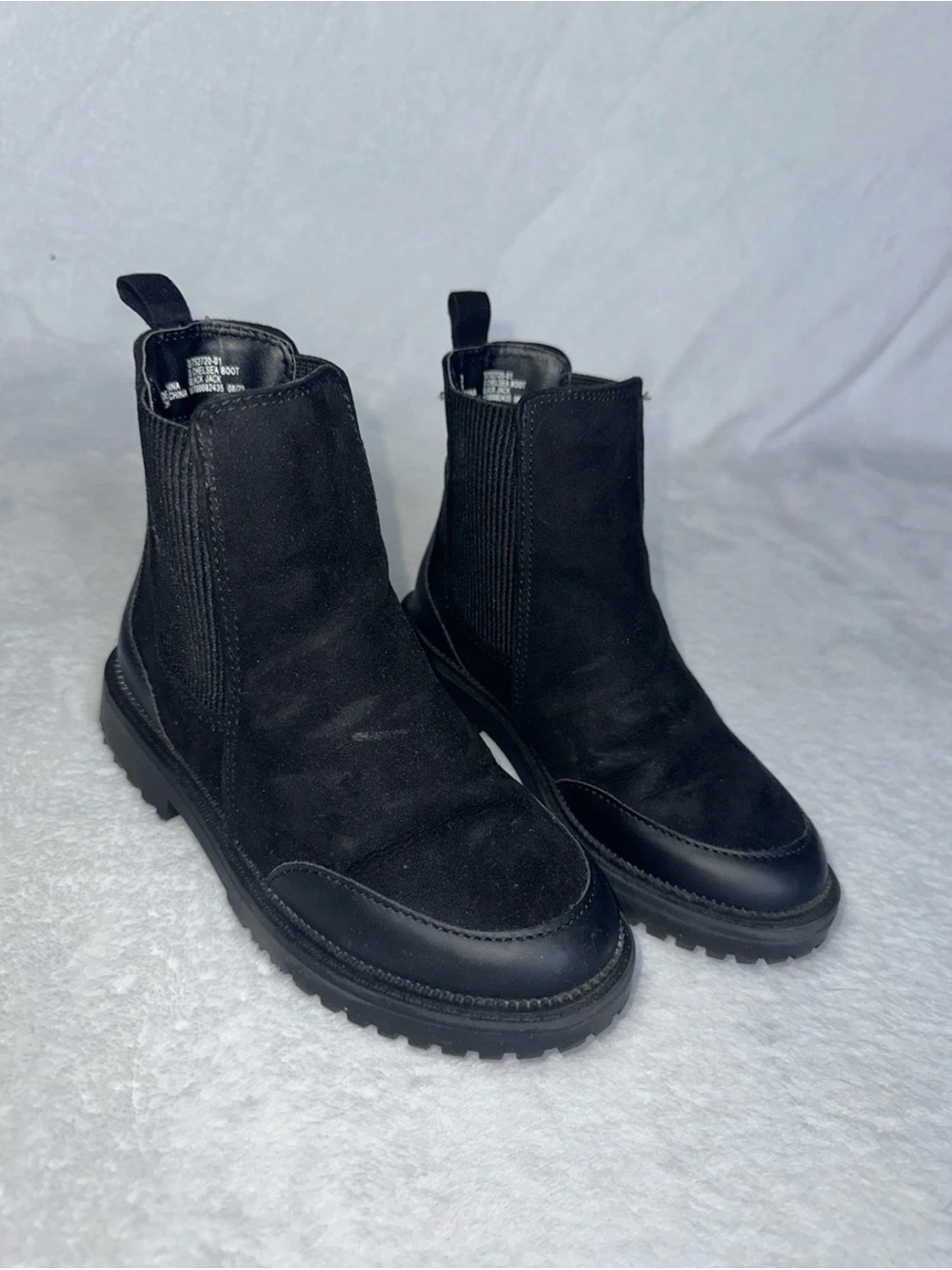 H&M Girls Black Chelsea Boots Size 13 Suede Look Slip-On Fall Winter Shoes